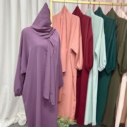 Ethnic Clothing Saudi Dubai Turkish Women With Hijab Dress Thin Loose Ramadan Robe African Egyptian Islamic Casual Long Prayer Clothes