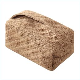 Tissue Boxes Napkins Small Jute Case Napkin Holder For Living Room Table Container Home Car Papers Dispenser Drop Delivery 2021 Gard Dhugo