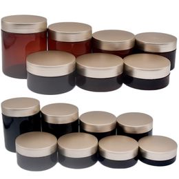 PET Cream Refillable Empty Bottle Glossy Black Hair Wax Pots Rose Gold Lid Dia.68mm Cosmetic Packaging Brown Jars 30ml 50ml 80ml 100ml 120ml 150ml 200ml 250ml