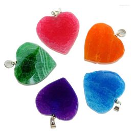 Pendant Necklaces Fashion 27mm Crystal Quartz Healing Point Nature Love Heart Shape Blue Orange Gem-Bead Stone For Jewelry Making