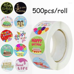 Gift Wrap 500pcs/roll Round Sealing Sticker Happy Birthday Love Diary Scrapbooking Stickers Festival Labels Decorations