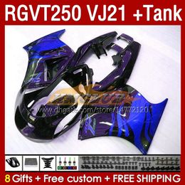 Fairings & Tank OEM For SUZUKI RGVT RGV 250CC 250 CC 1988-1989 Bodys 159No.178 RGV250 VJ21 SAPC RGVT250 RGV-250 88 89 RGVT-250 RGV-250CC 1988 1989 ABS Fairing blue flames