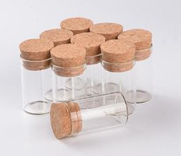 Small Test Tube with Cork Stopper Glass Spice Bottles Container Jars 24x40mm DIY Craft Transparent Straight Glasss