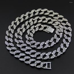 Chains 18 K White Gold Iced Out CUBAN Miami Chain Link Micro Pave Lab CZ Stone Necklace 140g 76CM 30INCH 15MM Wide