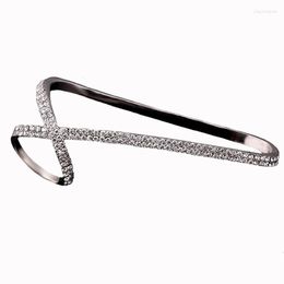 Bangle Fashion Hand Irregular Bracelet Full Rhinestones Bangles For Women Crystal Cross Palm Cuff Jewellery