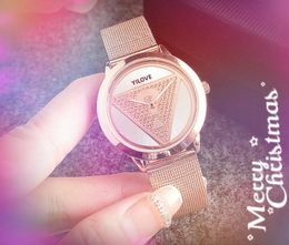 Factory quality Women Small Bee Quartz Watches Triangle Shape Dial Fine Stainless Steel Bracelet Luxurious Wristwatches Clock Table reloj de lujo