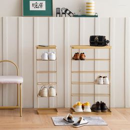 Clothing Storage Nordic Gold Metal Shoe Rack Minimalist Organiser Classic Entrance Meuble De Rangement Room Furniture OC50XG