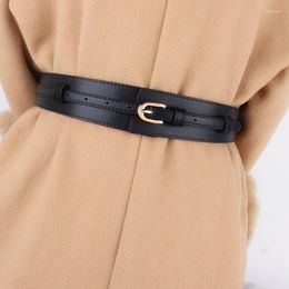 Belts Cow Genuine Leather For Women High Quality Metal Gold Pin Buckle Belt Wide Cowskin Casual Waistband Dress Coat Wedding