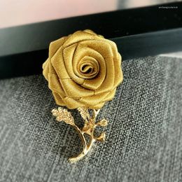 Bow Ties 2022 Women Office Necktie Magnet Lapel Pins Brooch British Men Wedding Party Coat Gold Alloy Rose Flower Brooches Ribbon Corsage