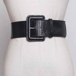 Belts SeeBeautiful Fashion Spring 2022 Summer Simple Square Pin Buckle PU Leather Girdle Wide Waist Woman All Match N241