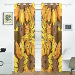 Curtain Sunflower Curtains Drapes Panels Darkening Blackout Grommet Room Divider For Patio Window Sliding Glass Door 55x84 Inches