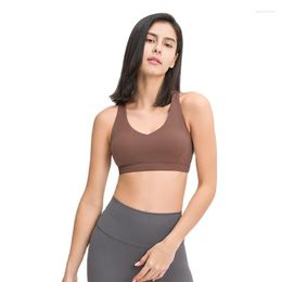 Bustiers & Corsets 2022 Product Sexy V-Neck Sports Bra Gathers Breathable Y-Shaped Beautiful Back Solid Colour Underwear Women