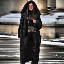 Women's Fur Faux 2022 Casual Coat Women Hoodies Furry Thick Warm Long Rabbit Jacket Slim Winter casaco feminino 5XL HKD230727