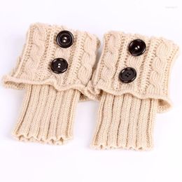 Women Socks Fashion Double Button Cable Knitted Boot Cuff Short Leg Warmer Womens Twist Boots Accessories 2022