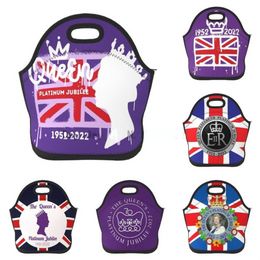 Queen Elizabeth II Platinum Jubilee Lunch Tote Neoprene Reusable Insulated Thermal Lunch Bag Box 930