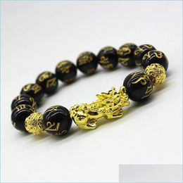 Beaded Strands Chinese Jewellery Pixiu Bracelet 10Mm 12Mm 14Mm Women Men Good Lucky Charm Beads Feng Shui Pi Yao Wealth Bracelets Drop Dhpeu