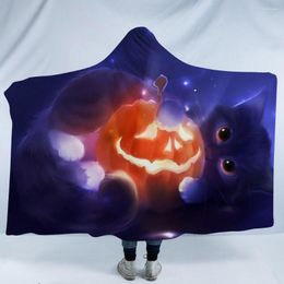 Blankets Hooded Halloween Flannel Blanket Cartoon Gifts Coral Fleece For Bedroom Throw Kids Gift
