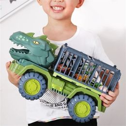 Diecast Model car Dinosaur Vehicle Toy s Transport rier Truck Inertia With Gift For Children 220930