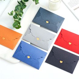 Gift Wrap 5PC Small Gold Stamp Love Envelop Pearl Craft Cardboard Paper Bank Card VIP Membership Invitation Letter Holder Stationery