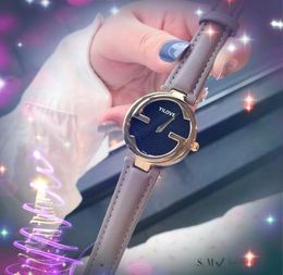 Top Brand G Shape Small Dial Women Watch 30mm Quartz Clock Genuine Leather Nice Gift Lady Joint Imported Crystal Mirror Multi Colour Wristwatch Bracelet