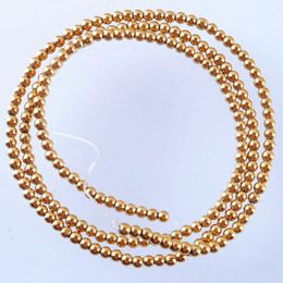 Gold No Magnetic Materials Hematite Gem Stone 2 3 4 6 8 mm Round Loose Beads Strand for DIY Jewelry Making Bracelets Necklace Accessories BL303