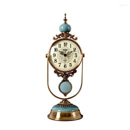 Table Clocks Retro Desk Clock Pendulum Classical Metal Decor Silent On The Gift For Living Room