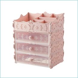 Bathroom Storage Organisation Plastic Cosmetic Der Container Makeup Organiser Box For Make Up Jewellery Nail Holder Home Desktop Sundr Dhfxz