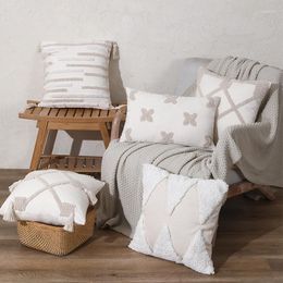 Pillow Bohemian Cover White Case With Tassels Nordic Tufted 45x45/30x50cm Sofa Waist Pillowcase Room Decor