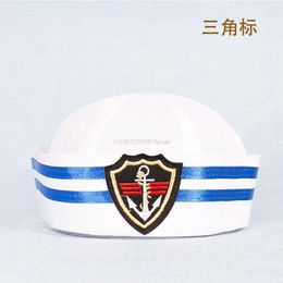 Berets Fashion Navy Marine Cap Blue White Military Hat Adult Kids Anchor Sailor Boat Captain Army Caps Party Cosplay Costume Outfit