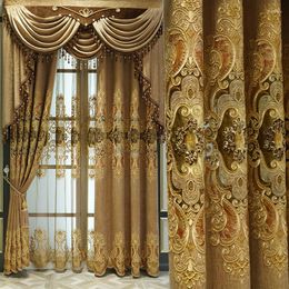 Curtain European Style Embroidered Chenille Luxury Shading Finished Custom Curtains For Living Dining Room Bedroom Valance Windows