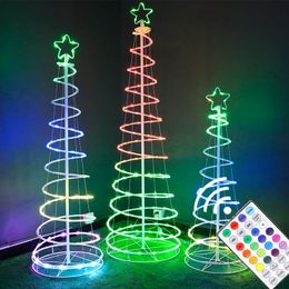 Full color Christmas String Light Spiral 1.2m/1.5m/1.8m Dream Color LED Tree lights Creative New Year Decoration USB remote control