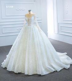 Sweetheart Wedding Dresses Elegant Long Sleeve Retro Luxury Train Collar Ball Gown SM67168