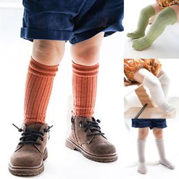 Baby Socks Tube Ruffled Stockings Girls Boys Uniform Knee High Socks Infants and Toddlers Cotton Pure Colour 0-5T