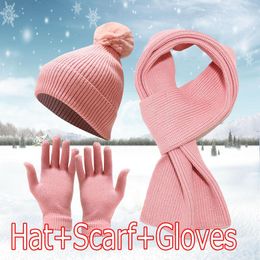 Ball Caps Muffins Trucker Hat Women Gloves Knit Cycling Sets Windproof Men Adult Scarf Knitted Warm Plain Baseball Cap Elastic