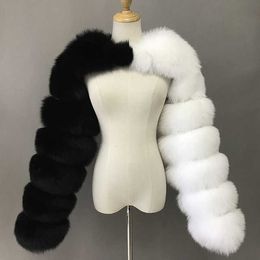 Women's Fur Faux Fur Fashion Winter High Quality Faux Fur Coat Women Elegant Patchwork Long Sleeve Warm Mink Short Jackets Furry Coat Femme Top HKD230727