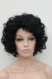 New Cosplay Women's Wigs Black Curly Short Wig Synthetic Hair Full Wig