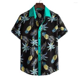 Men's Casual Shirts Arrival Vintage Cotton Men Shirt Short Sleeve Ethnic Style Flower Print Tops Loose Hawaiian Streetwear