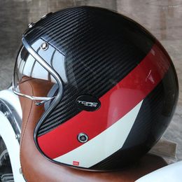 Motorcycle Helmets TORC V587 /4 Open Face Carbon Fibre Vintage Helmet Anti-fog Mirror Riding Protective Gear