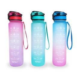 1000ml Outdoor Water Bottle with Straw Sports Bottles Hiking Camping Plastic drink bottle BPA Free Colourful Portable Plastic Water Bottles RRE14637