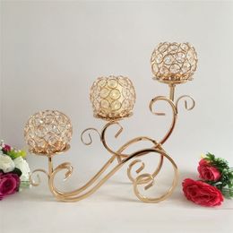 Candle Holders Crystal 3 Arms Candelabra Sparkling Candelabrum sticks Table Decoration for Wedding Decor Home Centrepiece 220929