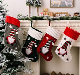 Faceless Doll Knitting Stockings Large Christmas Knitted Faceless Santa Gnome Socks Candy Gift Bag Decoration RRE14641