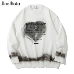 Men's Sweaters Una Reta Hip Hop Tie-dye print Streetwear Casual Pullover Tops Autumn Winter Harajuku Loose 220930