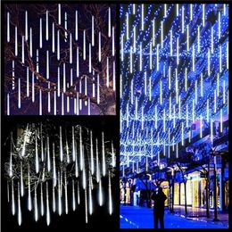 Strings 8 Tube 30/50cm Meteor Shower Led String Lights Fairy Garlands Christmas Tree Outdoor Wedding Garden Street Curtain Lamp