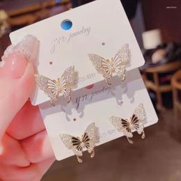 Stud Earrings Ladies Retro Butterfly Korean Metal Dripping Oil Exquisite Gold Daily Wear Small Jewellery For Women