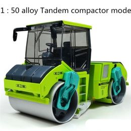 Diecast Model car 1 50 alloy slide toy models construction vehicles Tandem compactor model Children's educational toys 220930