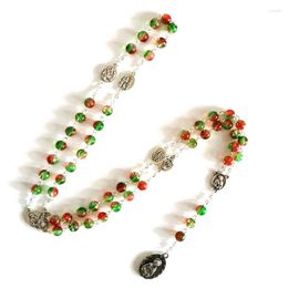 Chains Fashion SEVEN SORROWS Religious Red Green Imploding Acrylic Beads Chain Rosary Necklace