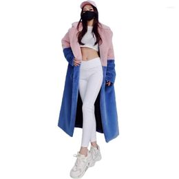 Women's Fur Faux Coats Female Clothing Loose Lapel Spliced Winter Jacket Women 2022 Mink Luxury Thick Warm Plush OverCoat Long Tops