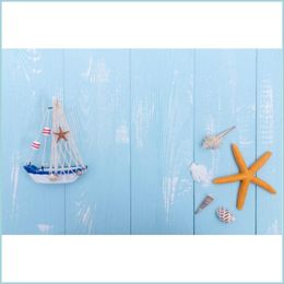 Party Decoration Light Blue Wooden Board Backdrop Starfish Boat Pography Background Birthday Baby Shower Wedding Decor Po Booth Props Dhh5C