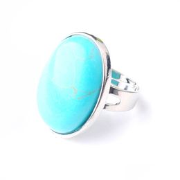 Solitaire Ring Oval Natural Gem Stone Turquoise Finger Rings Party Ring For Men Women Jewellery Z9168 Drop Delivery 2021 Carshop2006 Dhx51