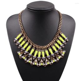 Chains Arrival Fashion Brand Resin Chunky Statement Necklace Gold Colour Choker Collar Bib Pendant For Women Party Jewellery